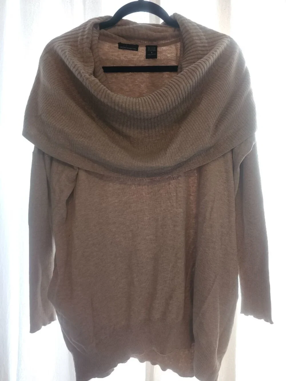 Moda International Cowl Neck Cashmere Blend Sweater Tunic S Pockets